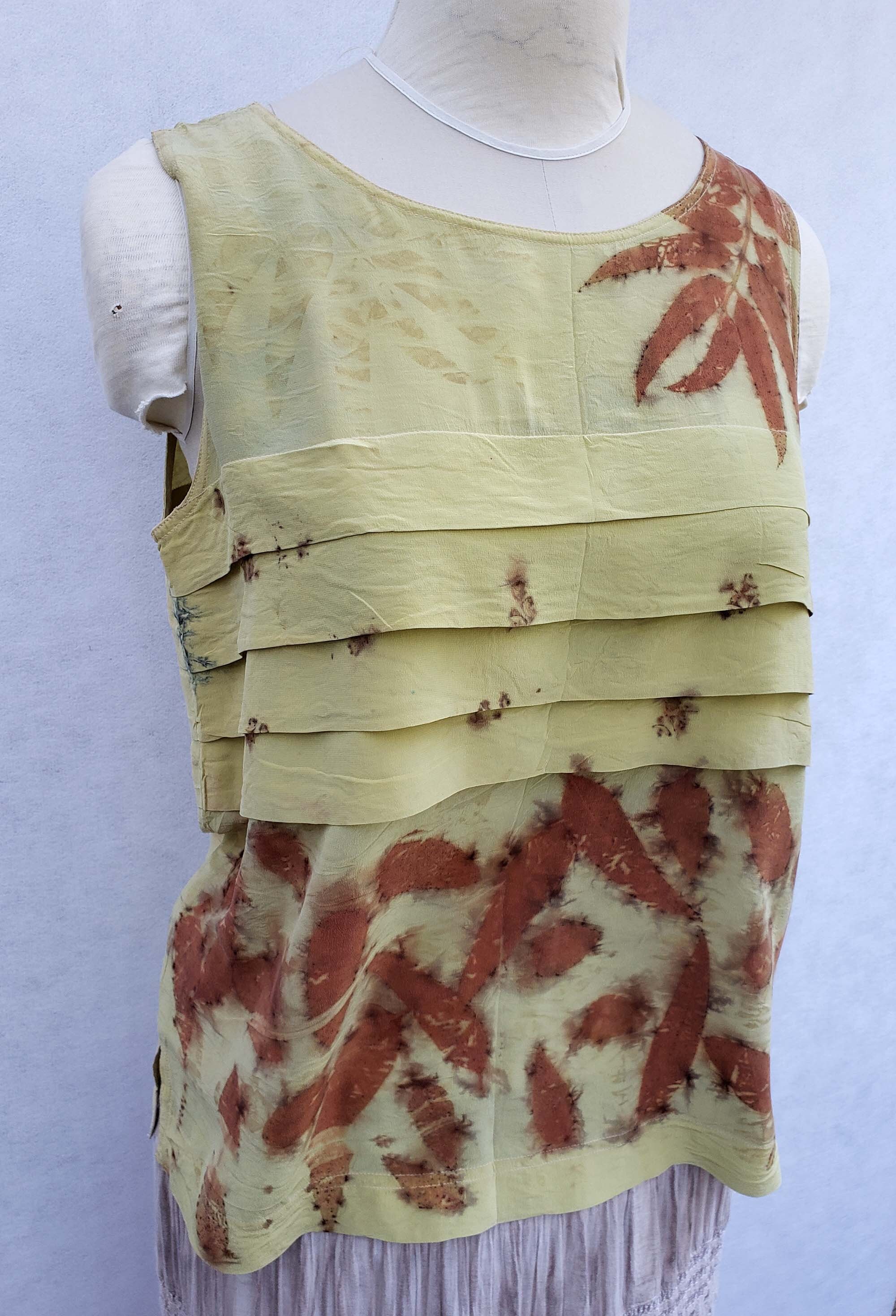 Eco Print Dyed Silk Blouse, Size L, Botanical Dyed, Eucalyptus Etsy UK