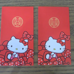 Kitty Melody Double Happiness Wedding Cash Envelopes, buste rosse (grandi 6 pezzi)