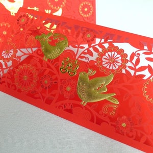 Double Happiness - squisito die-cut love birds design busta in contanti pacchetto rosso (rosso - 1 unità)