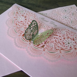 Borboleta floral 3D (rosa) - pacote de envelope de dinheiro com design recortado requintado (1 unidade)
