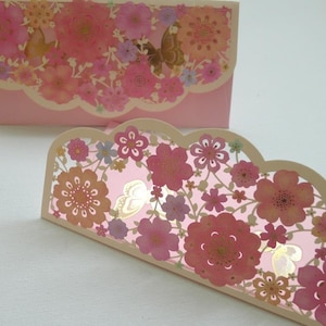 Borboleta Floral Rosa - pacote de envelope de dinheiro com design requintado e recortado