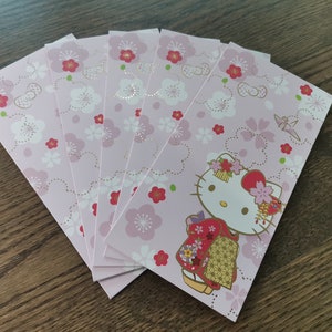 Kimono Hello Kitty (rosa) - Sobres de efectivo para cumpleaños o bodas con estampado de papel de aluminio - 5 piezas (USD 35 Envío gratis a todo el mundo*)