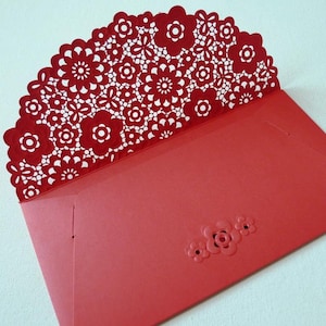Rote Spitze Floral - exquisite gestanzen Design rot Bargeld Umschlag Paket (1 Einheit)