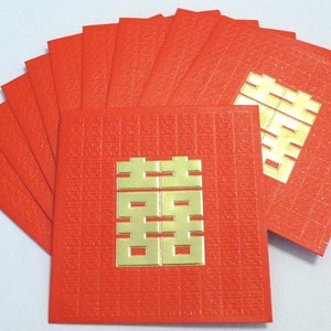 Double Happiness - Chinese bruiloft Cash enveloppen (Rode plein 10 stuks)