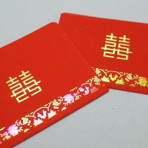 Oro Metallizzato goffrato - Doppia Felicità - Buste in contanti per matrimoni cinesi (piccole 8 pezzi)