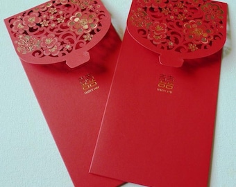 Double Happiness - exquisite die-cut design red packet cash envelope (2 pcs)