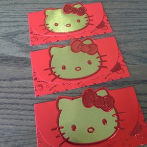 Hello Kitty - Stanzform mit Folienprägung Hochzeit / Geburtstags-Geldumschläge, rote Päckchen - Großes 3-teiliges Set (USD 35 kostenloser Versand weltweit *)