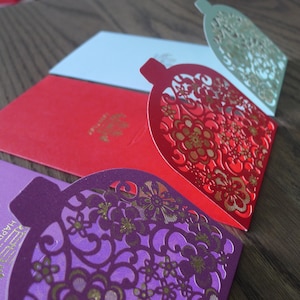 Double Happiness - exquisites gestanztes Design Hochzeitspaket Bargeld Umschlag - 3er Set (USD35 versandkostenfrei weltweit*)