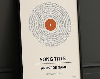 Póster con letras de canciones personalizadas • Diseño de texto en espiral • Vinilo personalizado • Regalo musical • Arte mural estilo Spotify