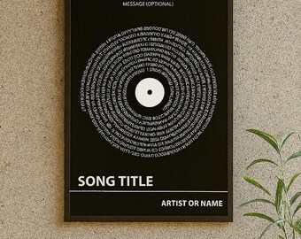 Póster con letras de canciones personalizadas • Diseño de texto en espiral • Vinilo personalizado • Regalo musical • Arte mural estilo Spotify