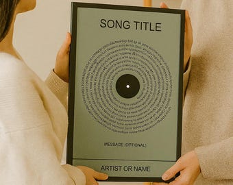 Póster con letras de canciones personalizadas • Diseño de texto en espiral • Vinilo personalizado • Regalo musical • Arte mural estilo Spotify