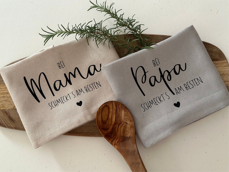 Geschirrtuch / Geschirrhandtuch / Muttertag / Vatertag / Geschenk personalisiert / Spültuch / Mama Papa Bild 1