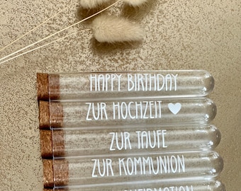 Geldgeschenk / Wunscherfüller / Zum Geburtstag / Zur Hochzeit / Zur Konfirmation / Zur Kommunion / Reagenzglas