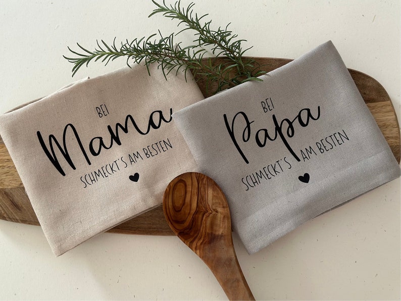 Geschirrtuch / Geschirrhandtuch / Muttertag / Vatertag / Geschenk personalisiert / Spültuch / Mama Papa Bild 4