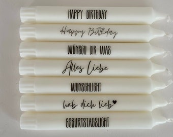 Kerze mit Spruch / Stabkerze bedruckt / Geburtstag / personalisiertes Geschenk / mit Botschaft / Kerze Geschenk / Happy Birthday