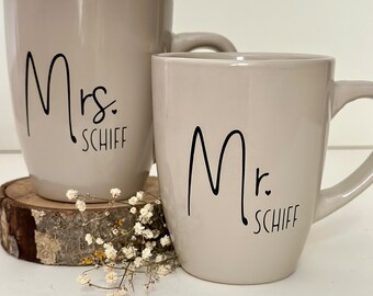 Hochzeit / Tassen personalisiert / Hochzeitsgeschenk / Mr und Mrs / Personalisierte Geschenke / Wedding / Gift / Brautpaar / Becher