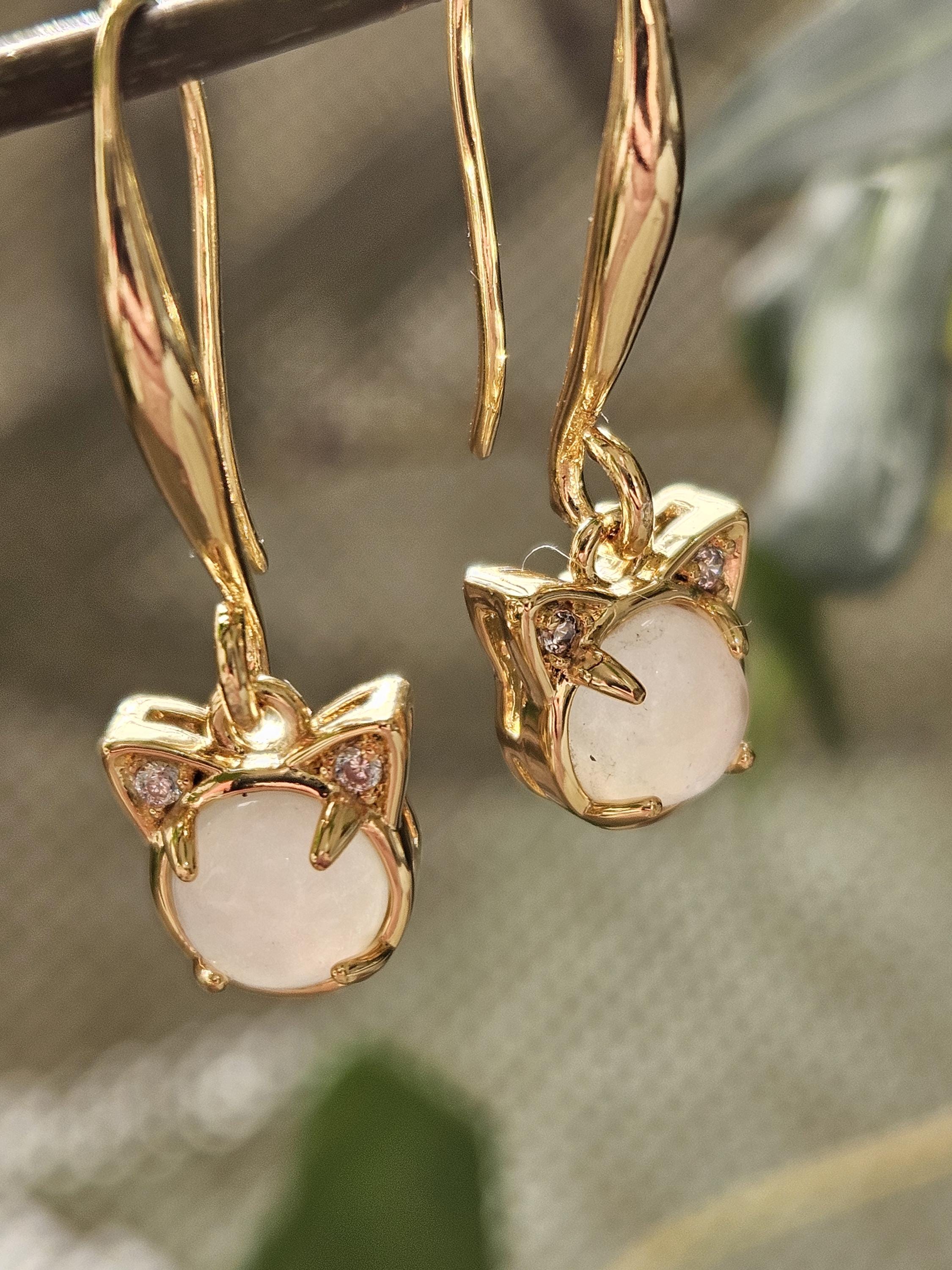 Orecchini pendenti in oro, da donna, con zirconia cubica di forma ovale, per cartilagine, trago, per ballo di fine anno e compleanno, Zirconia cubica