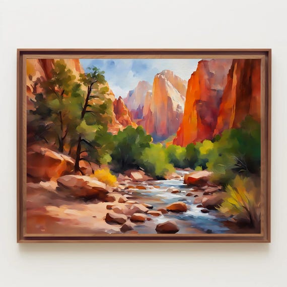 Zion National Park Watercolor Painting, National Park Art, Utah Painting, Desert Art, Watercolor Print Art, Landscape Art, Wall Art
