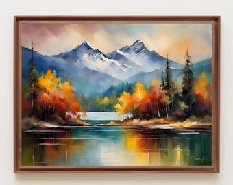 水彩画の秋の風景画、秋の風景画 - Etsy 日本