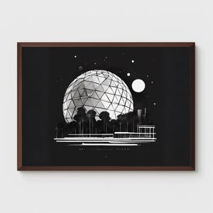 Geometrische Globus inspiriert Aquarell Malerei, Monochrome Kunst, Epcot inspiriert Kunst, Aquarell Kunstdruck