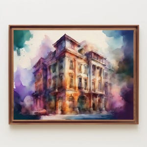 Urban Architecture Watercolor Painting, Watercolor Print, New York City, City Building Painting, Cityscape, City Scene Painting