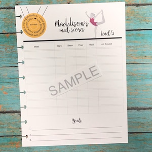 Gymnastics Scorebook Personalized for 365 Planner Arranged by Meet Name