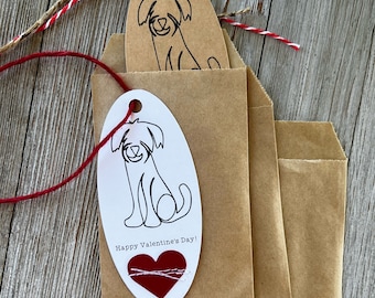 Valentines for Kids Classroom minimalist boho line drawing dog puppies for School and Coworker  goldendoodle basset hound, poodle, pit bull