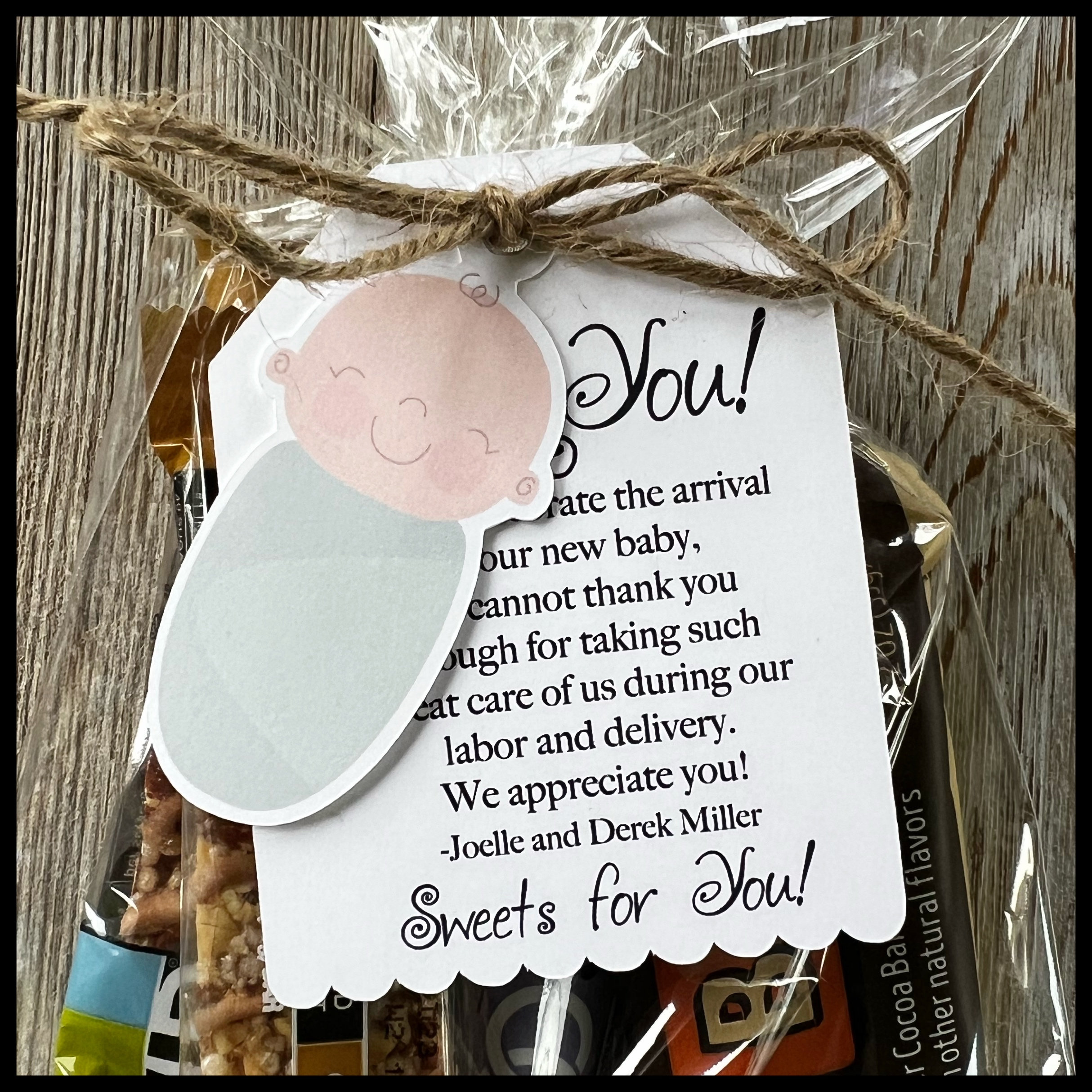 OB GYN baby nurse labor and delivery thank you appreciation gift bag treat bag tag card