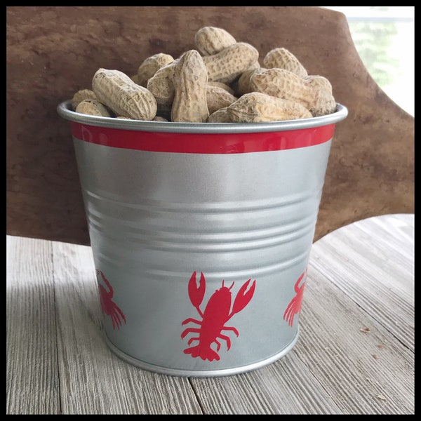 Seafood Boil Lobster Crawfish Crab Galvanized bucket Gift Serving Tin for decorating gift giving or storage