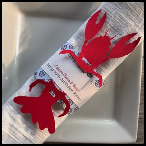 Personalized Lobster Crab Crawfish Seafood Boil Party Themed Napkin, Silverware, and Bib Holder - priced individually or as a set