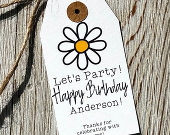 Doodle Daisy Birthday Party Favor Tag Decor Personalized bridal shower baby shower first birthday