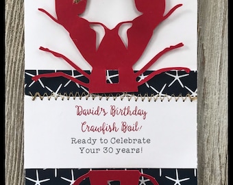 Personalized Crawfish Napkin Ring | Seafood Boil Party Decor, Lobster Crab Table Setting