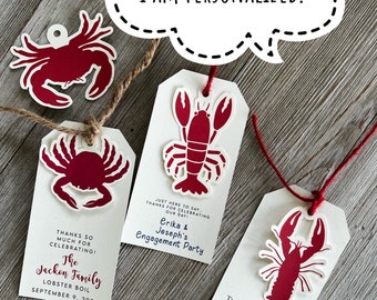 Coastal Crawfish Crab Lobster Seafood Boil personalized table decor napkin ring party favor bag