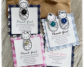 OB Nurse Baby Labor Delivery Twins Thank You Doctor Doula Midwife Hospital Staff Baby Shower Favor