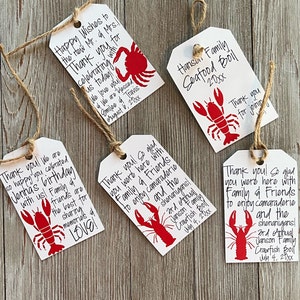 Lobster Crawfish Crab Seafood Personalized Napkin Ring Place Setting Favor Tags Wedding Birthday Shower Party Thank You Tags
