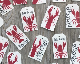 Etiquettes pour cadeaux de homard de la côte, homard, écrevisses, crabe, fruits de mer