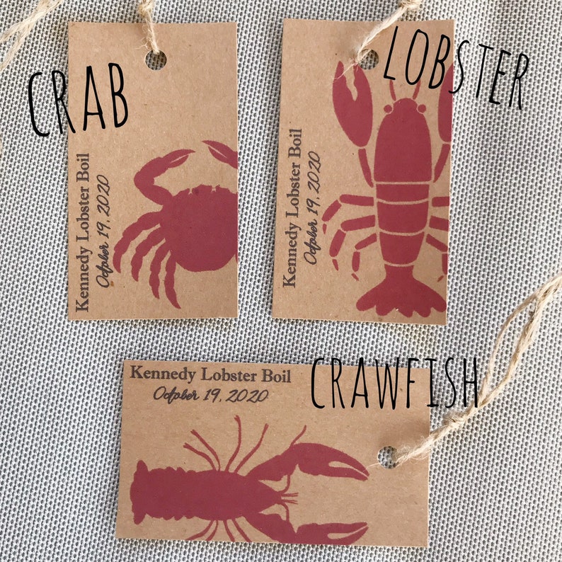 Lobster Crawfish Crab Personalized Seafood Boil Bake Tag Etsy UK