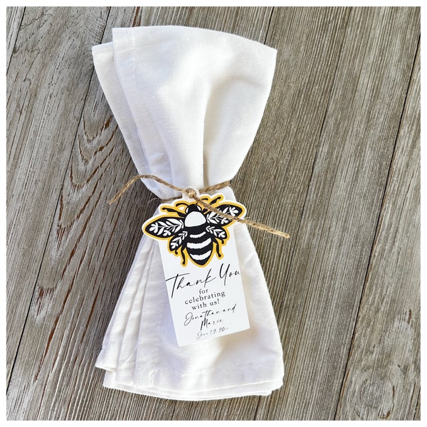 Honey Bee  personalized honey stick wedding table decor party favor Tag Napkin Ring floral garden theme Baby shower, bridal shower