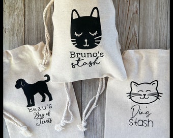 customized pet treat bag with adorable cat or dog image-minimal and functional personalized pouch for you furry friend