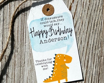 Dinosaur Kids Birthday Party Favor Tag Decor Personalized