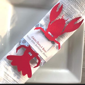 Personalized Lobster Crab Crawfish Seafood Boil Party Themed Napkin, Silverware, and Bib Holder - priced individually or as a set