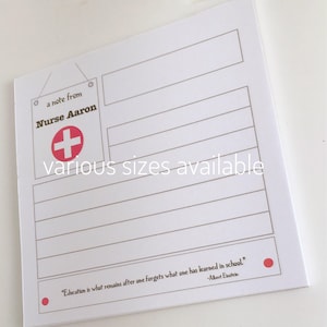 Nurse&#39;s Notepad for Nurse or Nurse Practitioner, nursing student or graduation gift  Personalized Note pad