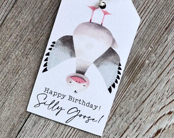 Domme gans eerste verjaardag decor babyshower bedankje tag stropdas om