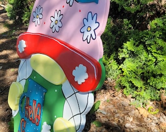Whimsical Handmade Garden Gnome | Wooden Yard Decoration | Custom Outdoor Décor | Personalized Gnome Sign