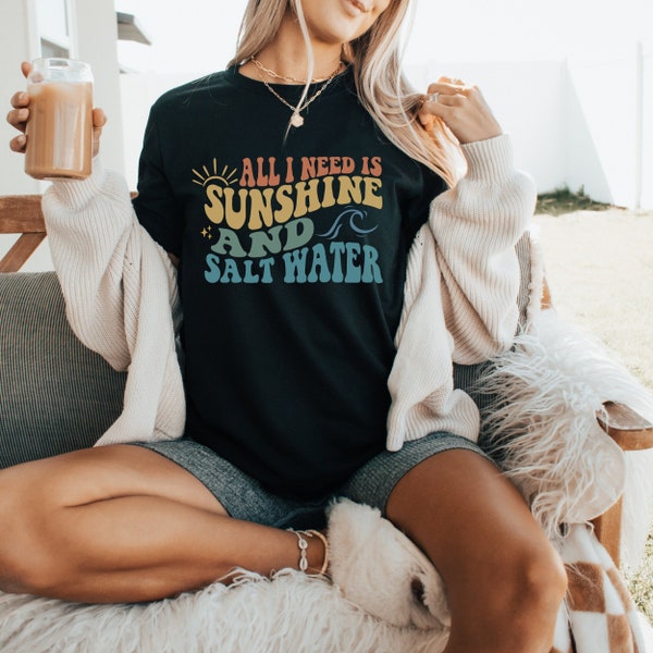 Sunshine & Saltwater Tee, Beach Shirt, Nature lover shirt, Summer Tee, Women's TShirt, Aesthetic Comfort Colors Tee Shirt, Gift for her