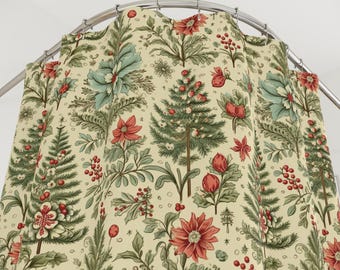 Christmas Botanical Shower Curtain, Vintage Holiday Bathroom Decor, Farmhouse Winter Bath Curtain, Christmas Tree Floral