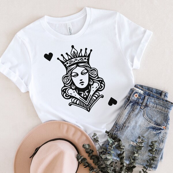 Heart Queen Shirt, Playing Card Shirt, Queen Tee, Mom shirt, Trending Tee, Gift for her, Wife Shirt, Gift for Wife, Gift for Mom, Queen Tee