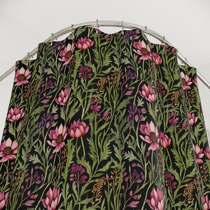 Moody Floral Shower Curtain: Botanical Bathroom Decor