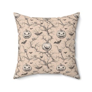 Vintage Style Halloween Toile Pillow: Jack-o-lantern Throw Pillow