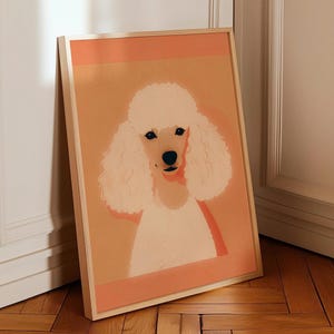 Retro Poodle Illustration Poster - Vintage Dog Wall Art - Digital Illustration in Matte Paper